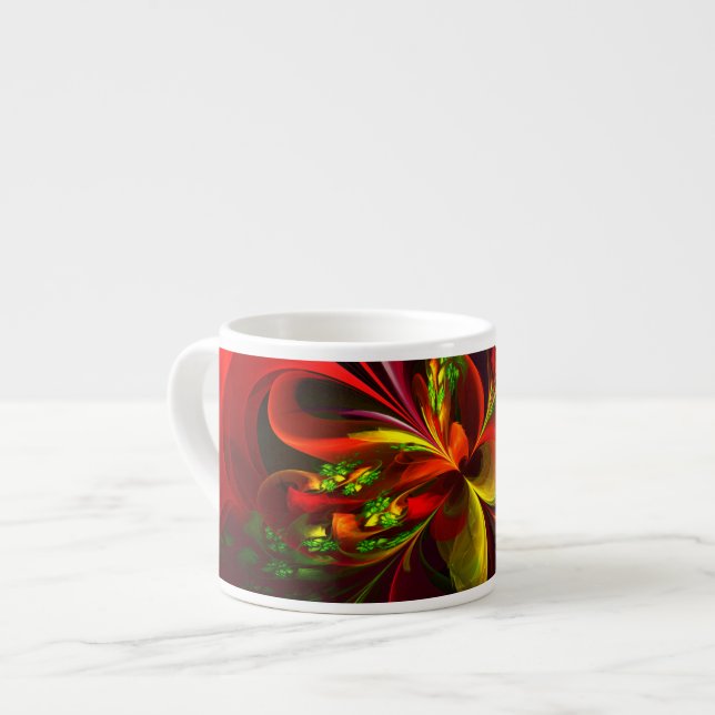 Modern Red Green Floral Abstract Art Pattern #05 Espresso Cup (Front Left)