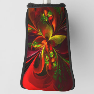 Modern Red Green Floral Abstract Art Pattern #05 Golf Head Cover