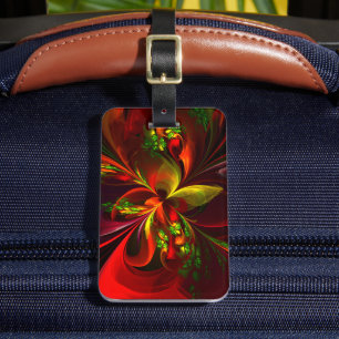 Modern Red Green Floral Abstract Art Pattern #05 Luggage Tag