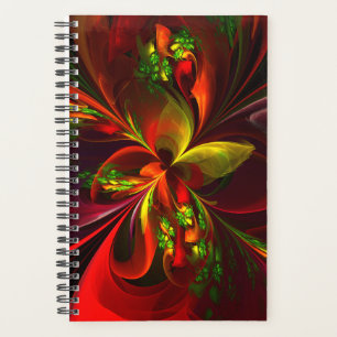 Modern Red Green Floral Abstract Art Pattern #05 Planner