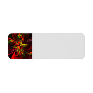 Modern Red Green Floral Abstract Art Pattern #05 Return Address Label