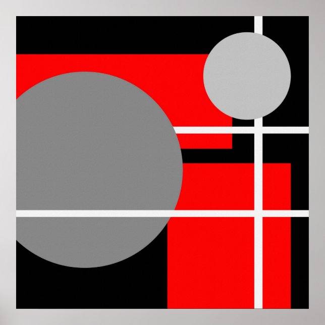 Modern Red Grey Black White - MS0001 Canvas Poster (Front)