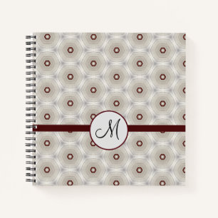 Modern Red Grey Circles Notebook