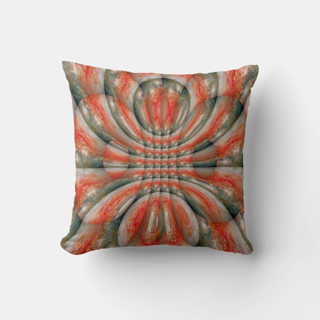 Modern Red Grey Green Soft Pastel Colour Abstract Cushion (Front)