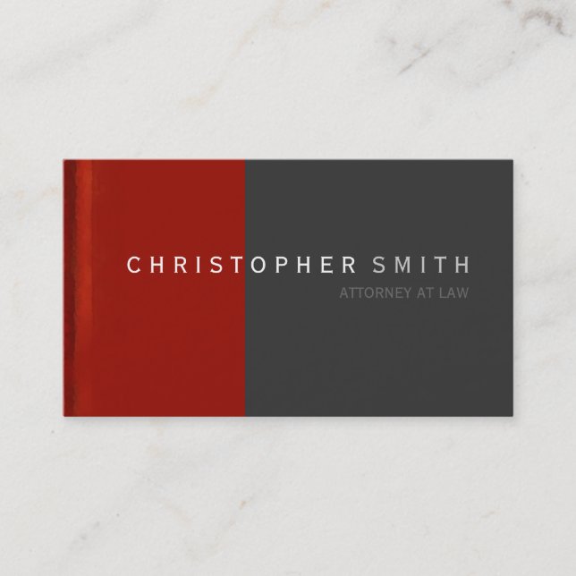 Modern Red Grey Simple Plain Business Card (Front)