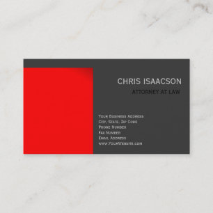 Modern Red Grey Simple Plain Business Card