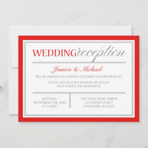 Modern Red & Grey Wedding Reception Invitations