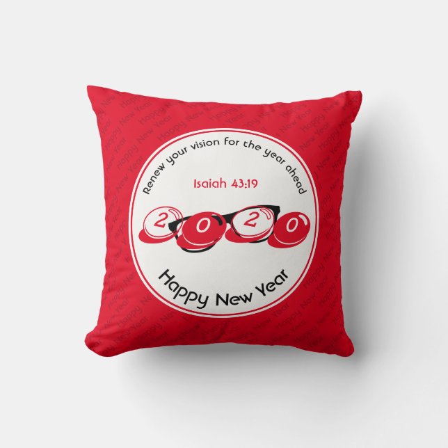 Modern RED Happy New Year 2020 Vision Customised Cushion (Front)