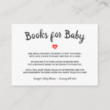 Modern Red Heart Bring A Book Baby Shower