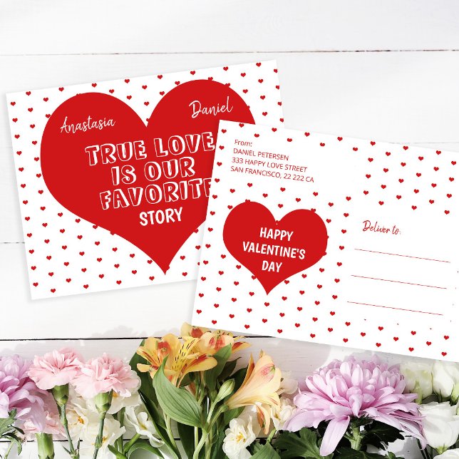 Modern red heart Happy Valentines Day love quote Holiday Postcard (Creator Uploaded)