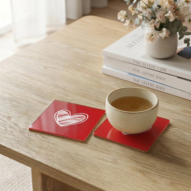 Modern Red Heart Plastic Coaster (Creator Uploaded)