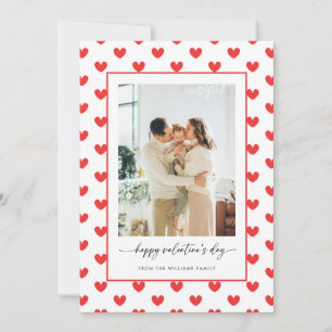 Modern Red Hearts Pattern Happy Valentine's Day Holiday Card