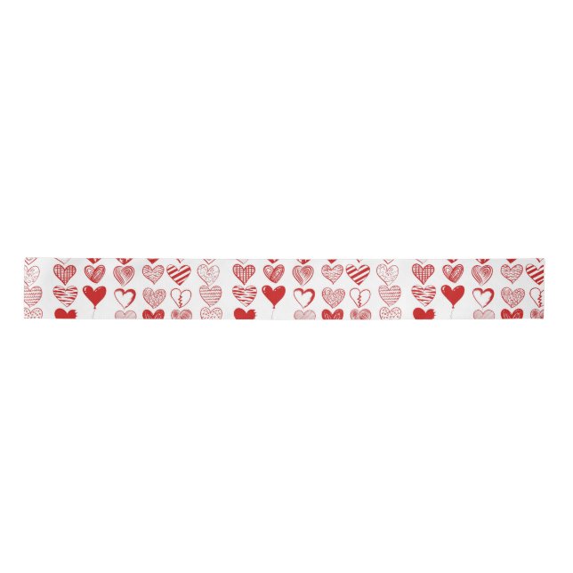 Modern Red Hearts Satin Ribbon (Front)
