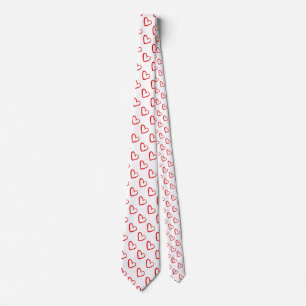 Modern Red Hearts Tie
