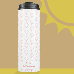 Modern Red Hot Air Balloon Pattern Thermal Tumbler