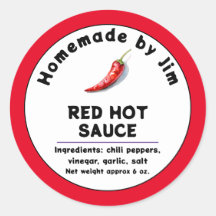 Modern Red Hot Chilli Sauce Pepper Label 