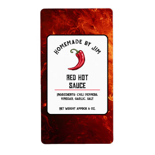 Modern Red Hot Chilli Sauce Pepper Label 