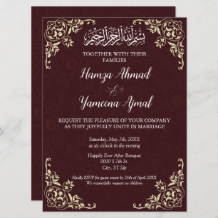 Modern Red Islamic Muslim Wedding Invitation