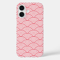 Modern Red Japanese Wave Geometric Pattern
