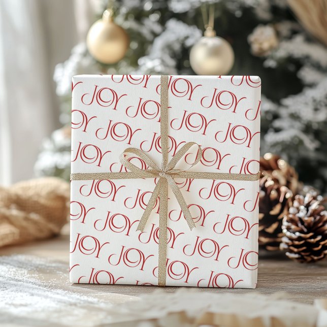 Modern Red Joy Christmas Holiday Pattern Wrapping Paper Sheet (Creator Uploaded)
