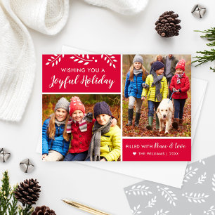 Modern Red Joyful Holiday Photo Collage