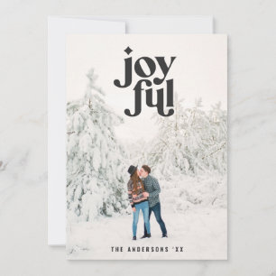 Modern red joyful photo Christmas Holiday Card