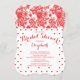 Modern Red Lace Bridal Shower Invitation