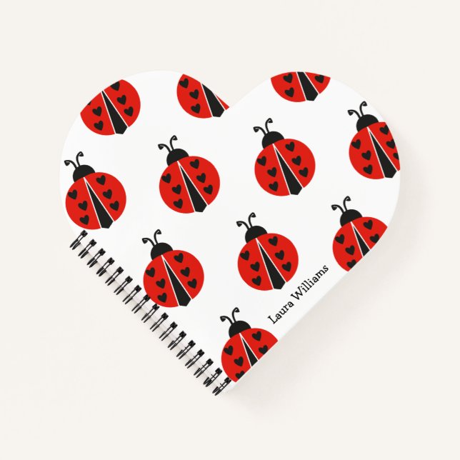 Modern Red Ladybug Personalised Notebook (Front)