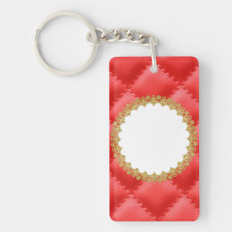Modern Red Leather Pattern Key Ring