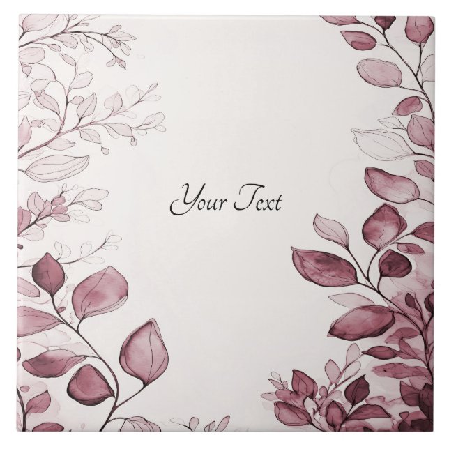 Modern Red Leaves Ceramic Tile (Front)