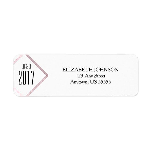 Modern Red Lines, Class of, Graduation Return Address Label (Front)