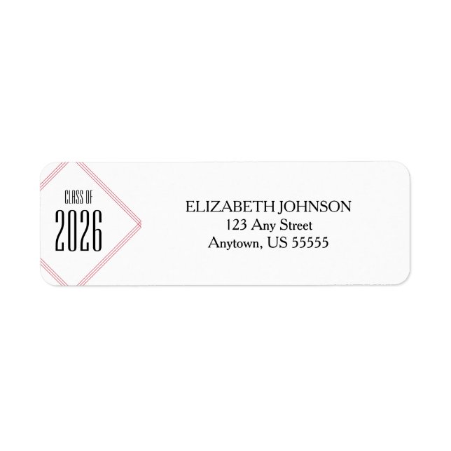 Modern Red Lines, Class of, Graduation Return Address Label (Front)