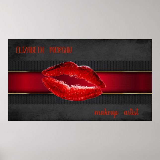 Modern Red Lips,Kiss  ,Makeup artist Poster (Front)