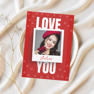 Modern Red Love You Photo Valentine’s day Holiday Card