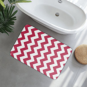 Modern Red Magenta Chevron Bath Mat