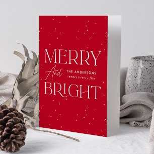 Modern Red Merry and Bright Non-Photo Holiday Card