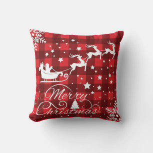 Modern Red Merry Christmas Cushion