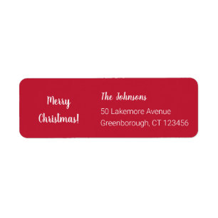 Modern Red Merry Christmas Return Address Label