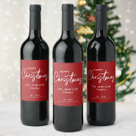 Modern Red Merry Christmas Wine Label<br><div class="desc">Add a festive touch to your celebrations with our Personalised Modern Red Merry Christmas wine bottle labels. Perfect for creating a unique christmas wine bottle gift, these labels elevate your holiday decor. Pair them with creative christmas wrapping ideas to make your presents stand out. Ideal for enhancing christmas wine bottle...</div>