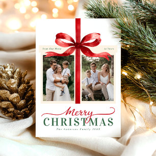 Modern Red Minimalist Merry Christmas Holiday Card