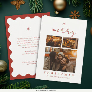 Modern Red Minimalist Typography Photo Christmas Holiday Card