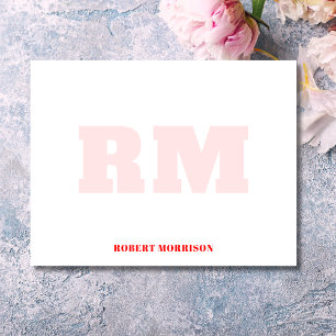 Modern Red Monogram Stationery Note Card