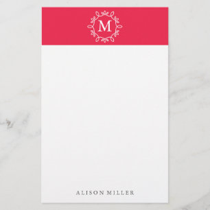 Modern Red Monogrammed Stationery