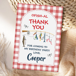 Modern Red Ofishally One 1st Birthday  Thank You Card