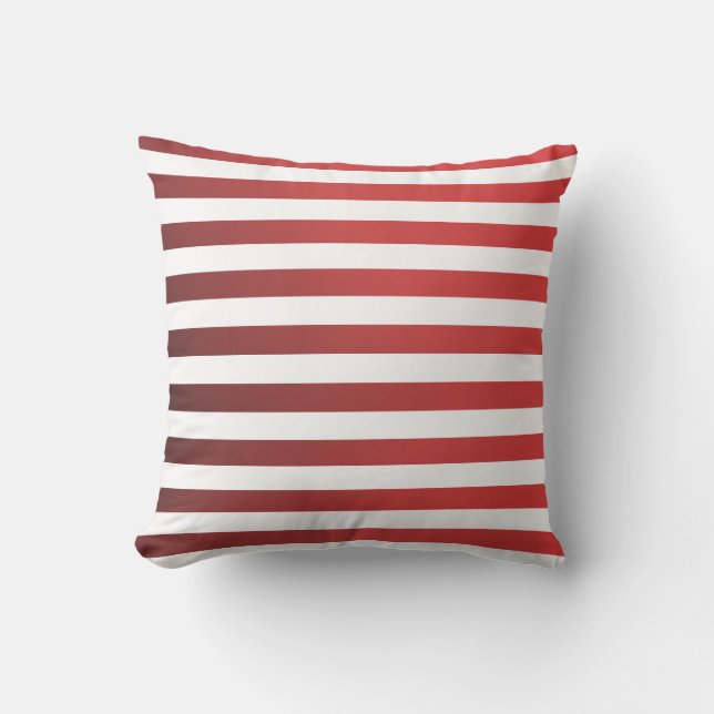 Modern Red Ombre Stripes Cushion (Front)