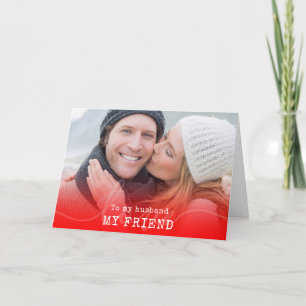 Modern Red Ombre To Husband Photo Valentines Holiday Card