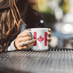 Modern Red On White '' My Canada Elbows Up'' Coffee Mug