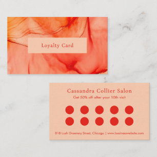 Modern Red Orange Abstract Elegant Loyalty Card