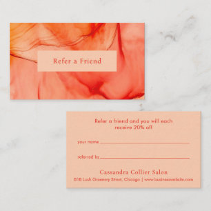 Modern Red Orange Abstract Elegant Referral Card