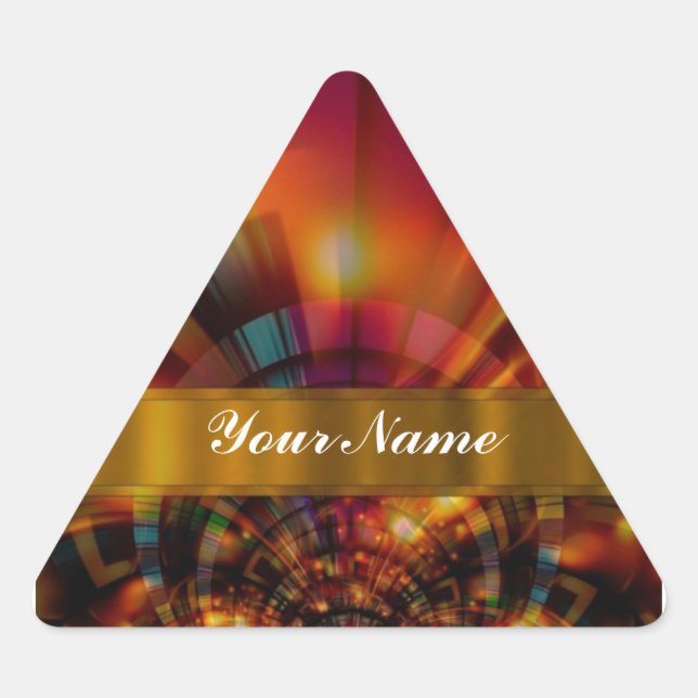 Modern red & orange abstract triangle sticker (Front)